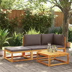 Sofá de jardín con cojines, 2 plazas, madera de acacia y ratán