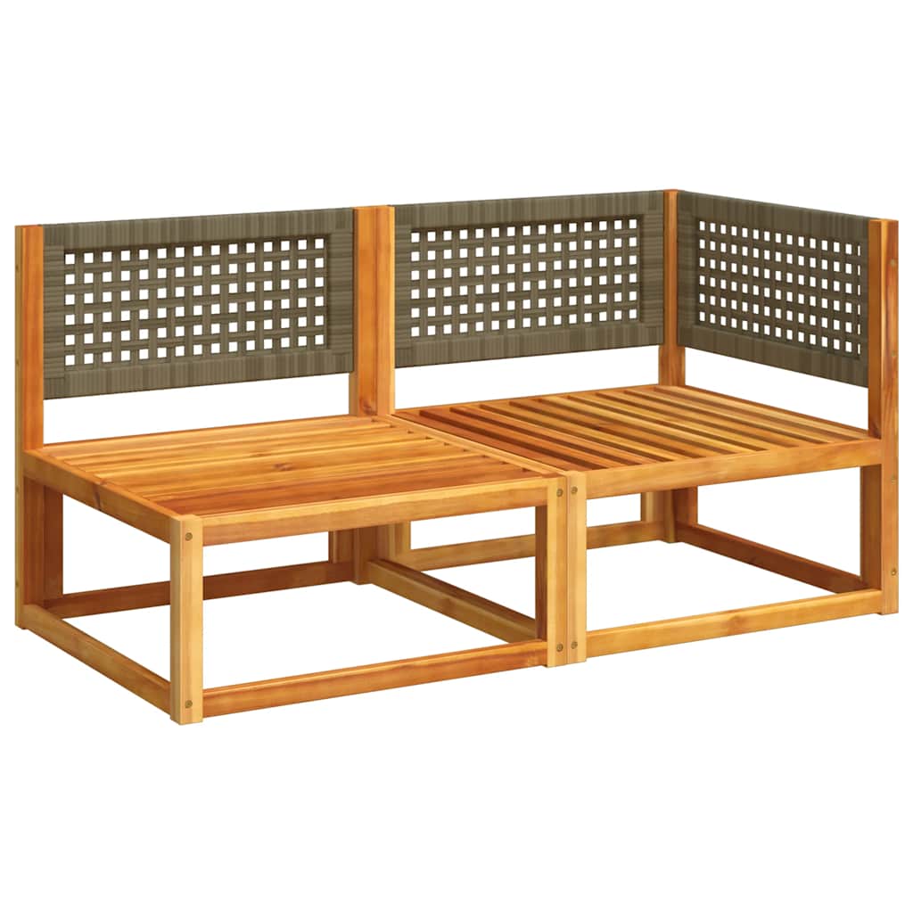 Sofá de jardín con cojines, 2 plazas, madera de acacia y ratán