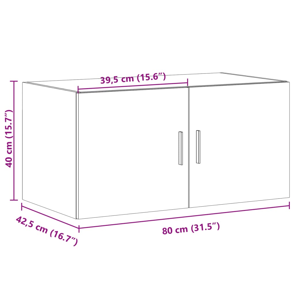 Armario de pared madera ingeniería roble Sonoma 80x42,5x40 cm