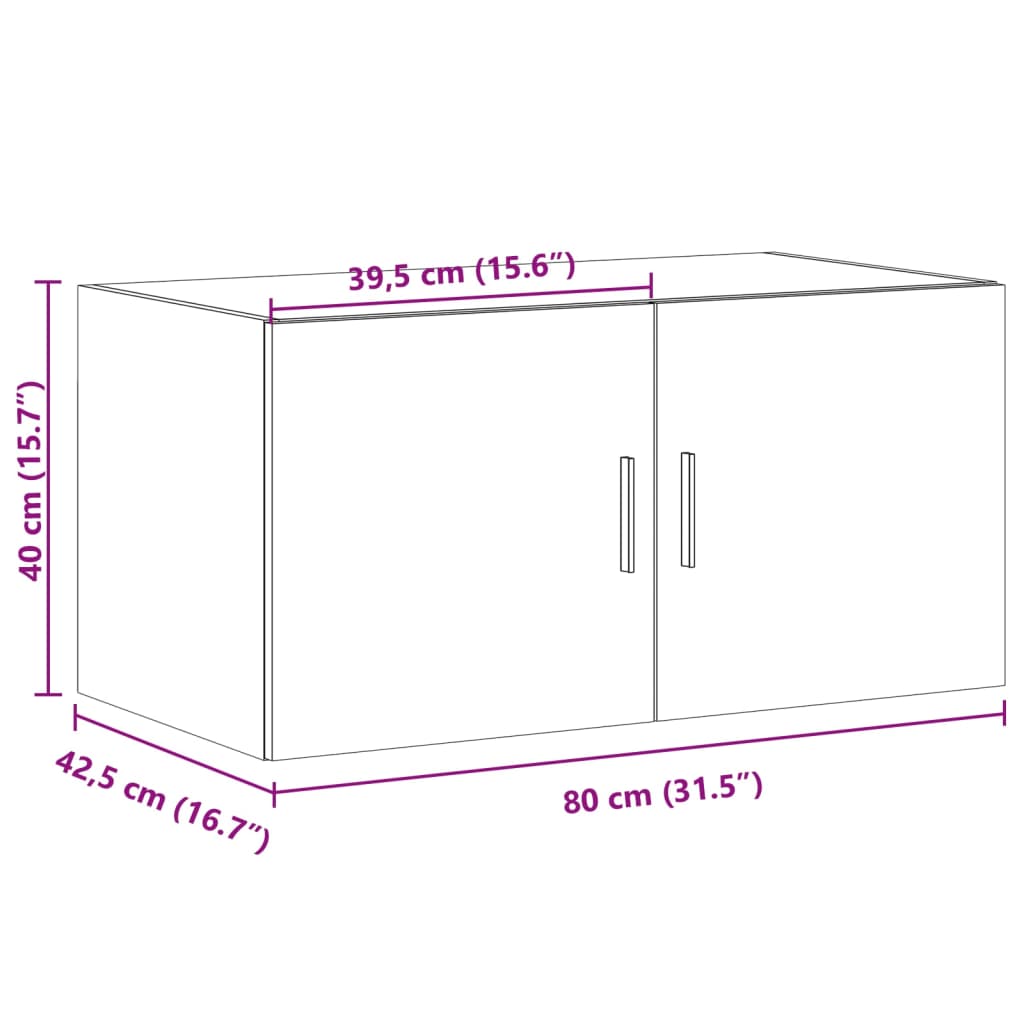 Armario de pared madera de ingeniería gris Sonoma 80x42,5x40 cm