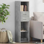 Aparador alto madera de ingeniería gris hormigón 30x41x124 cm