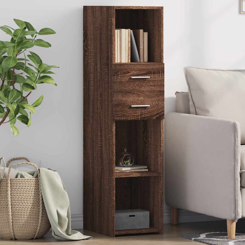 Aparador alto madera de ingeniería gris hormigón 30x41x124 cm