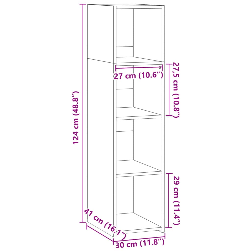 Aparador alto madera de ingeniería roble Sonoma 30x41x124 cm