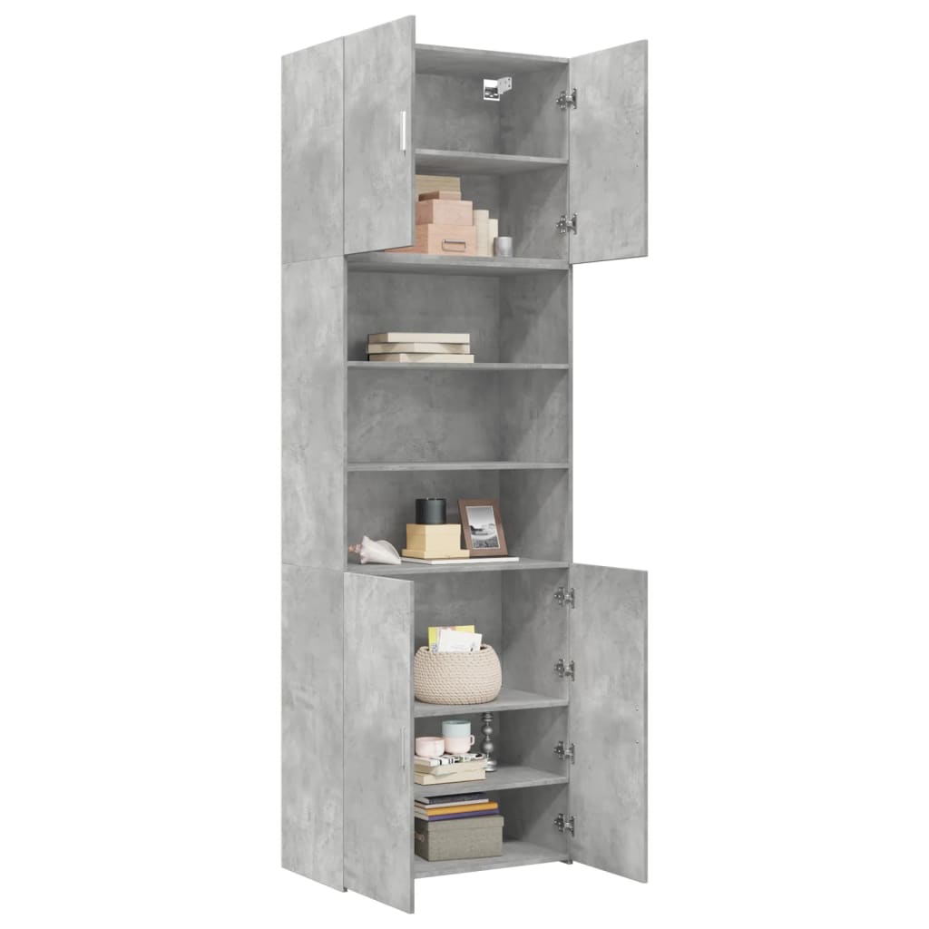 Aparador alto madera de ingeniería gris hormigón 80x42,5x249 cm