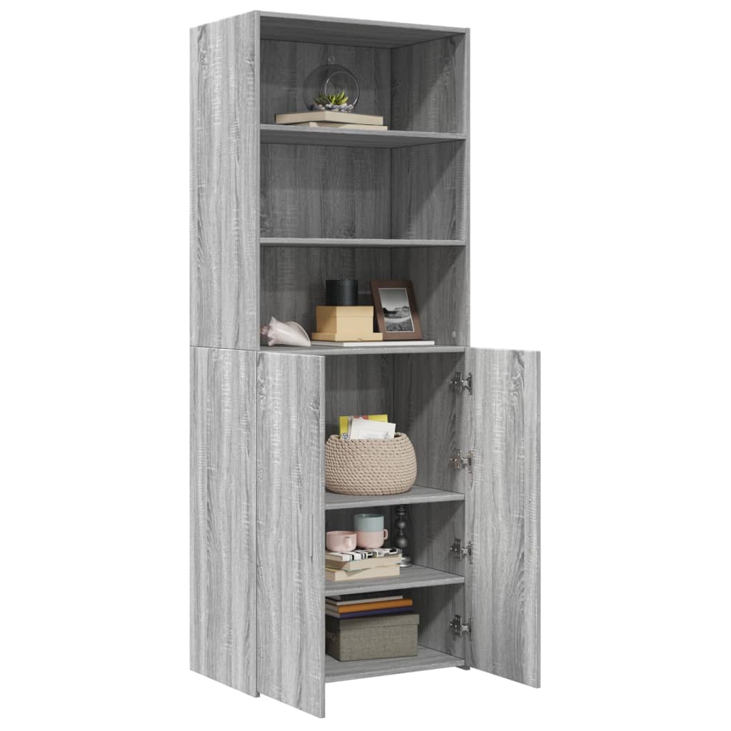 Aparador alto madera de ingeniería gris Sonoma 70x42,5x185 cm