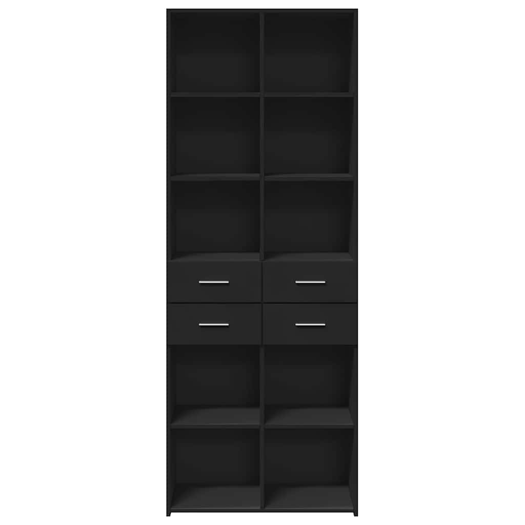 Aparador alto madera de ingeniería negro 70x42,5x185 cm