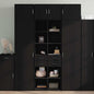 Black engineered wood tall sideboard 70x42.5x185 cm