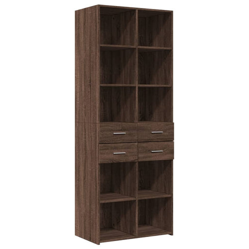 Highboard engineered wood brown oak 70x42.5x185 cm