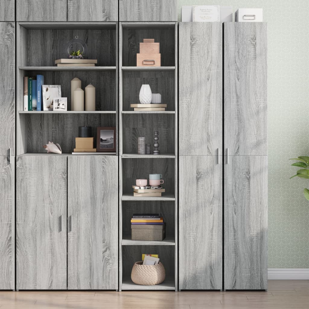 Aparador alto madera de ingeniería gris hormigón 80x42,5x249 cm