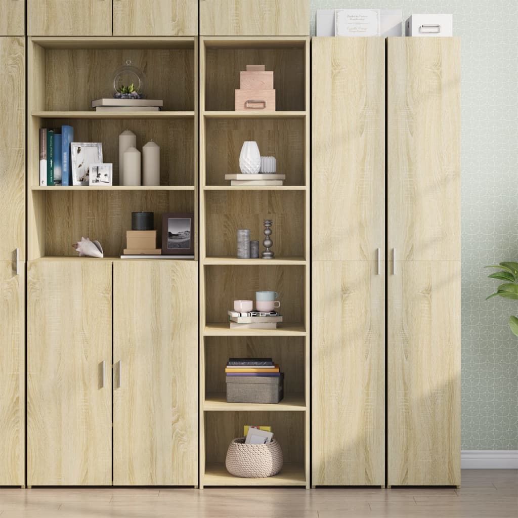 Aparador alto madera de ingeniería roble marrón 69,5x31x115 cm