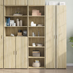 Aparador alto madera de ingeniería roble marrón 69,5x31x115 cm