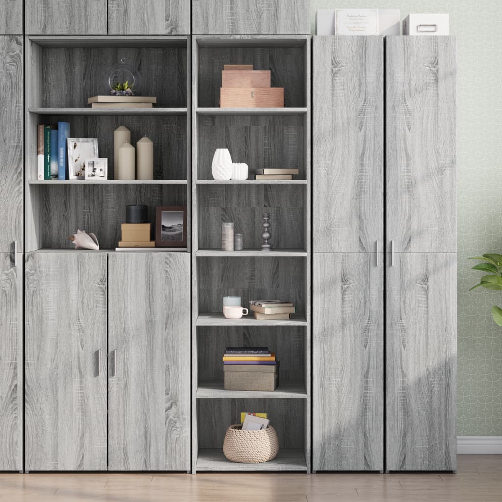 Aparador alto madera de ingeniería gris hormigón 80x42,5x249 cm