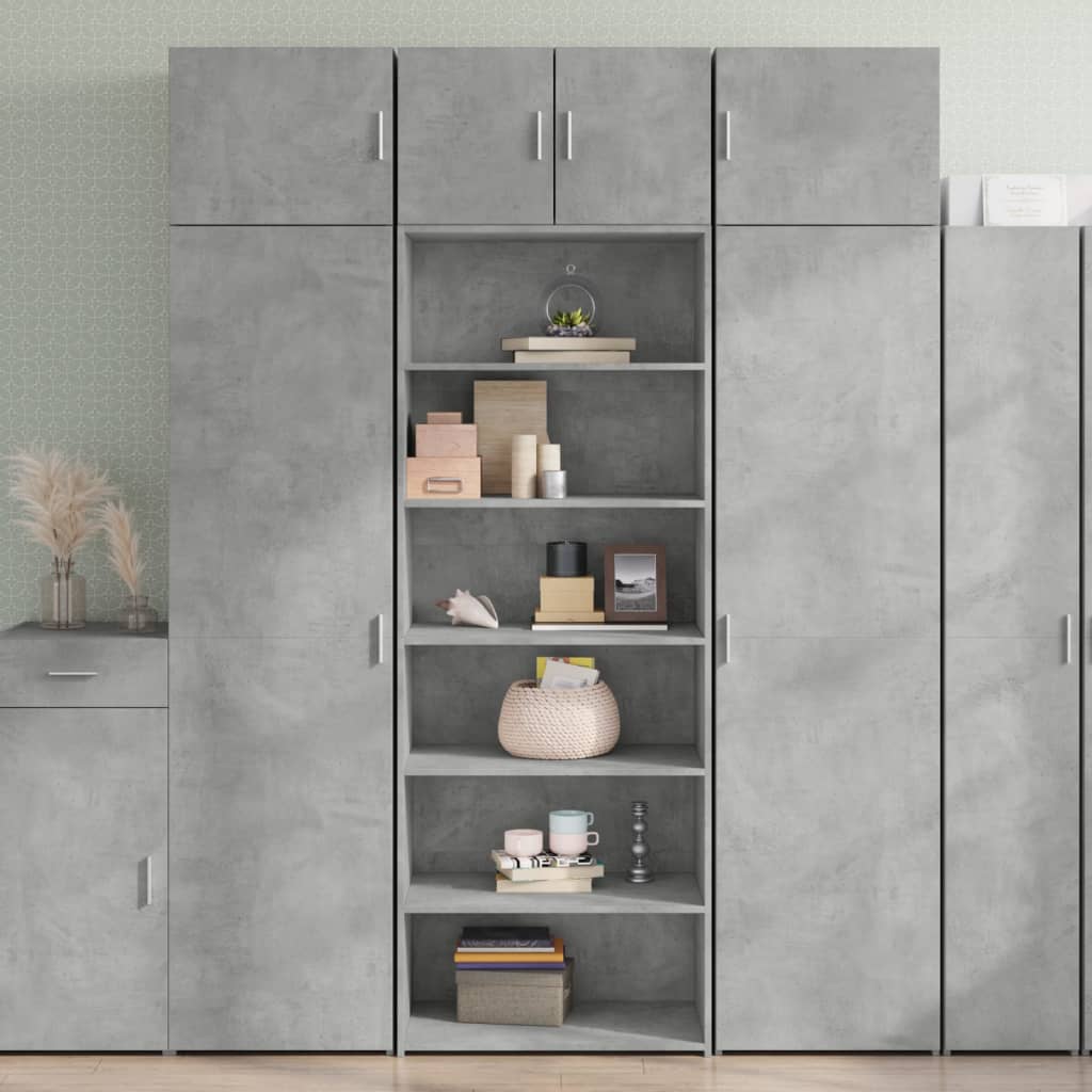Aparador alto madera de ingeniería gris hormigón 30x41x124 cm