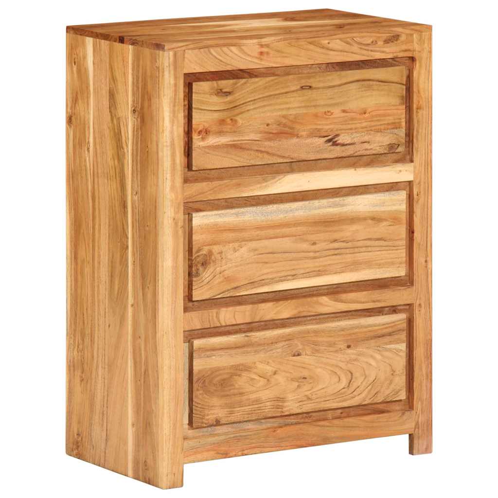 Cómoda de madera maciza de acacia 55x33x75 cm