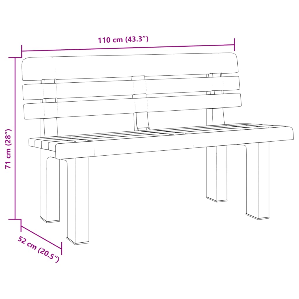 Banco de jardín polipropileno blanco 110x52x71 cm