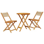 Juego de bistro de 3 piezas polipropileno y madera maciza beige