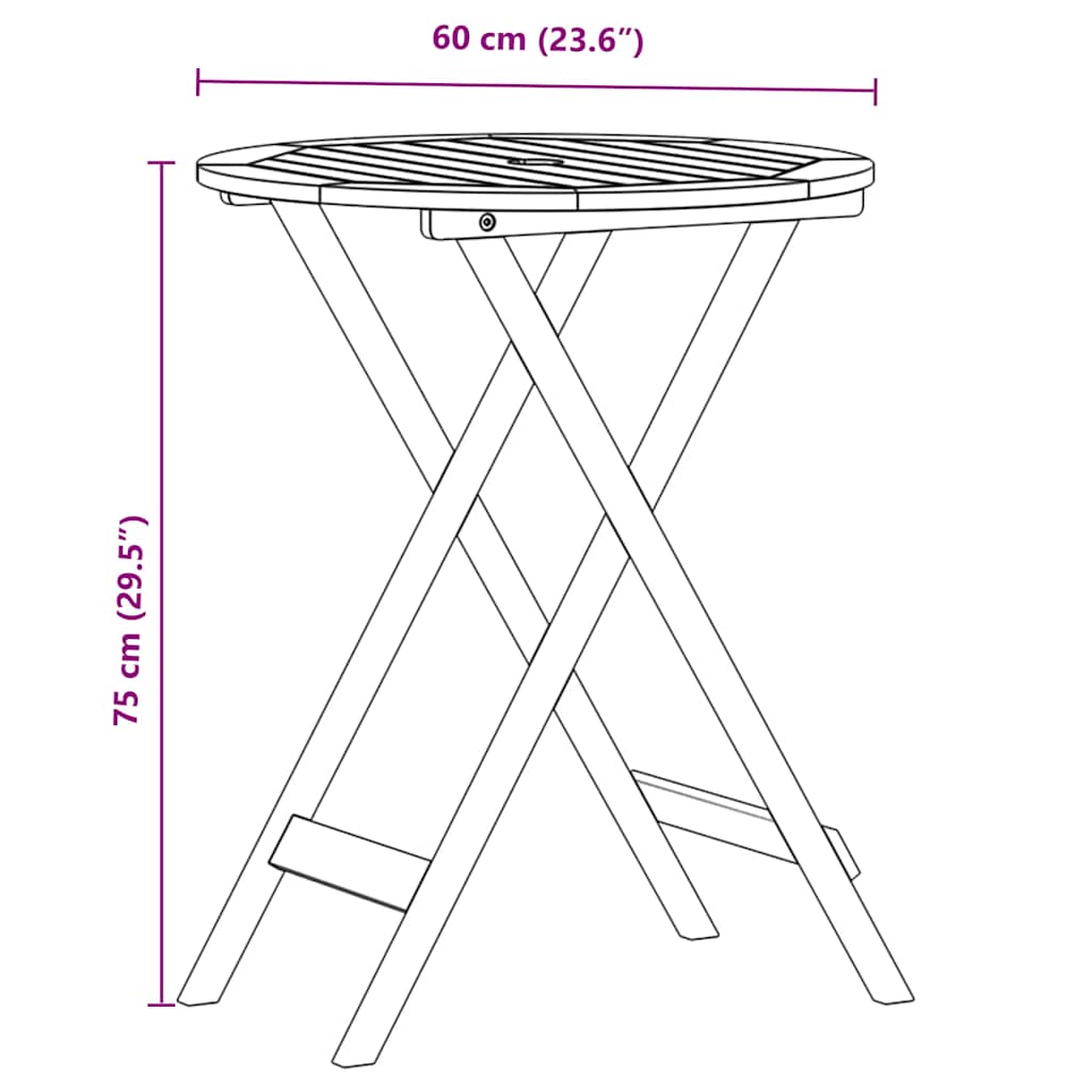 Juego de bistro de 3 piezas polipropileno y madera maciza beige