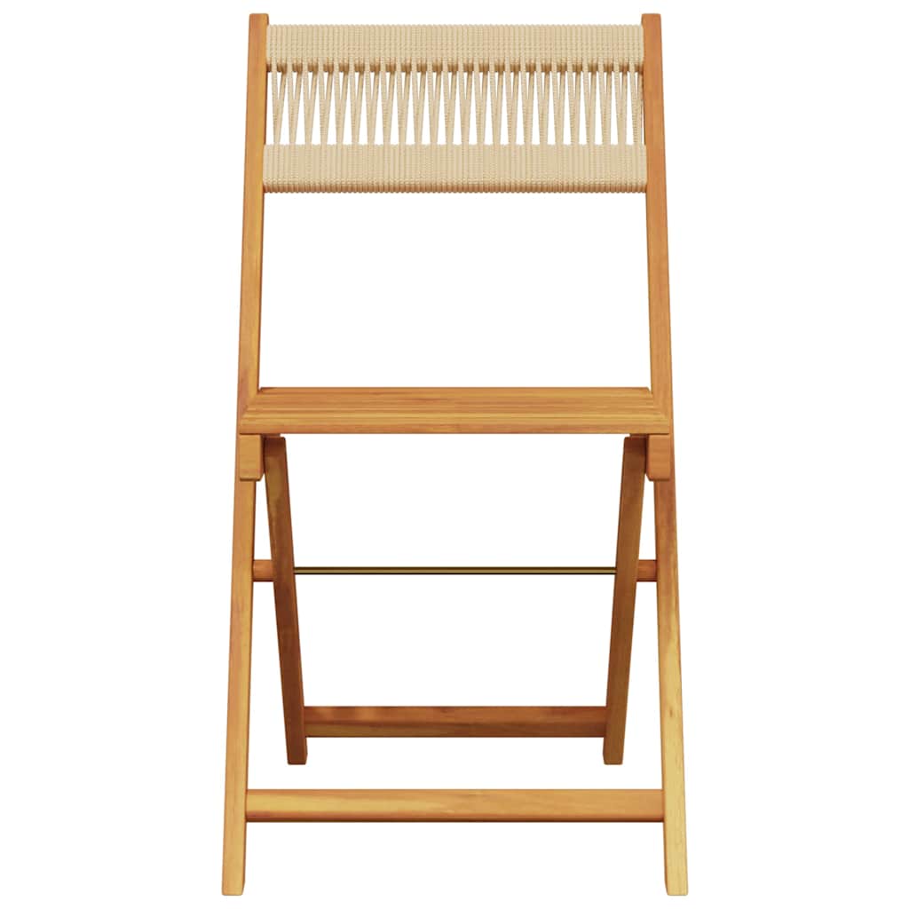 Juego de bistro de 3 piezas polipropileno y madera maciza beige