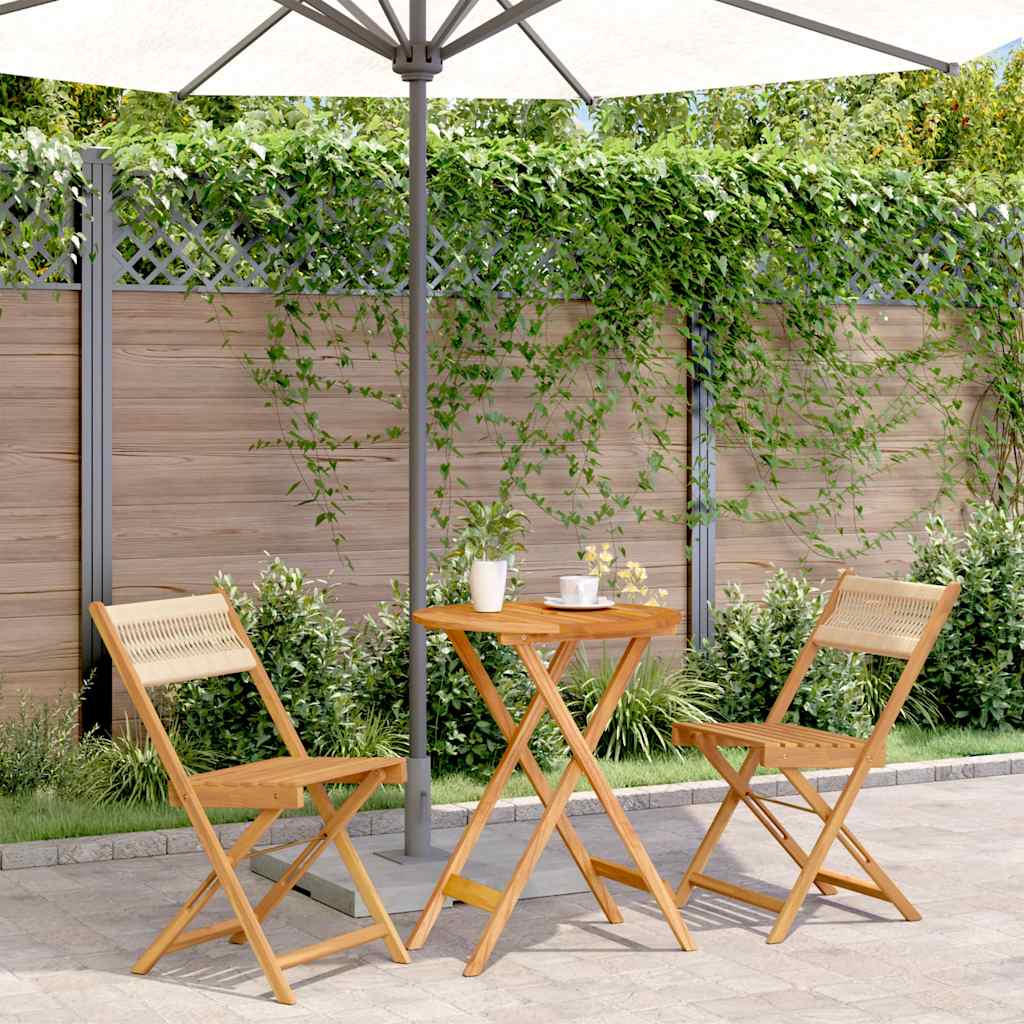 Juego de bistro de 3 piezas polipropileno y madera maciza beige