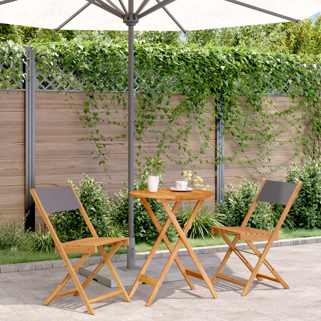 Juego de bistro de 3 piezas polipropileno y madera maciza beige