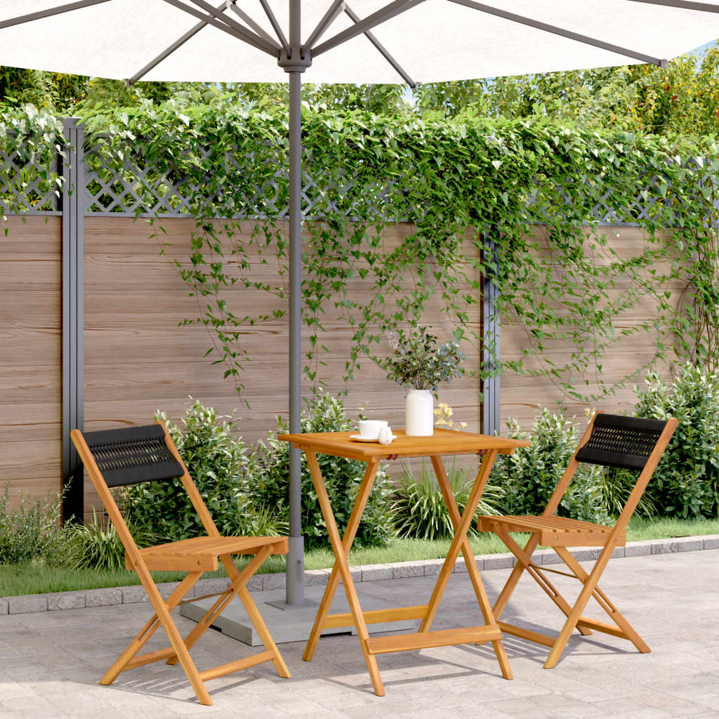 Juego de bistro de 3 piezas polipropileno y madera maciza beige