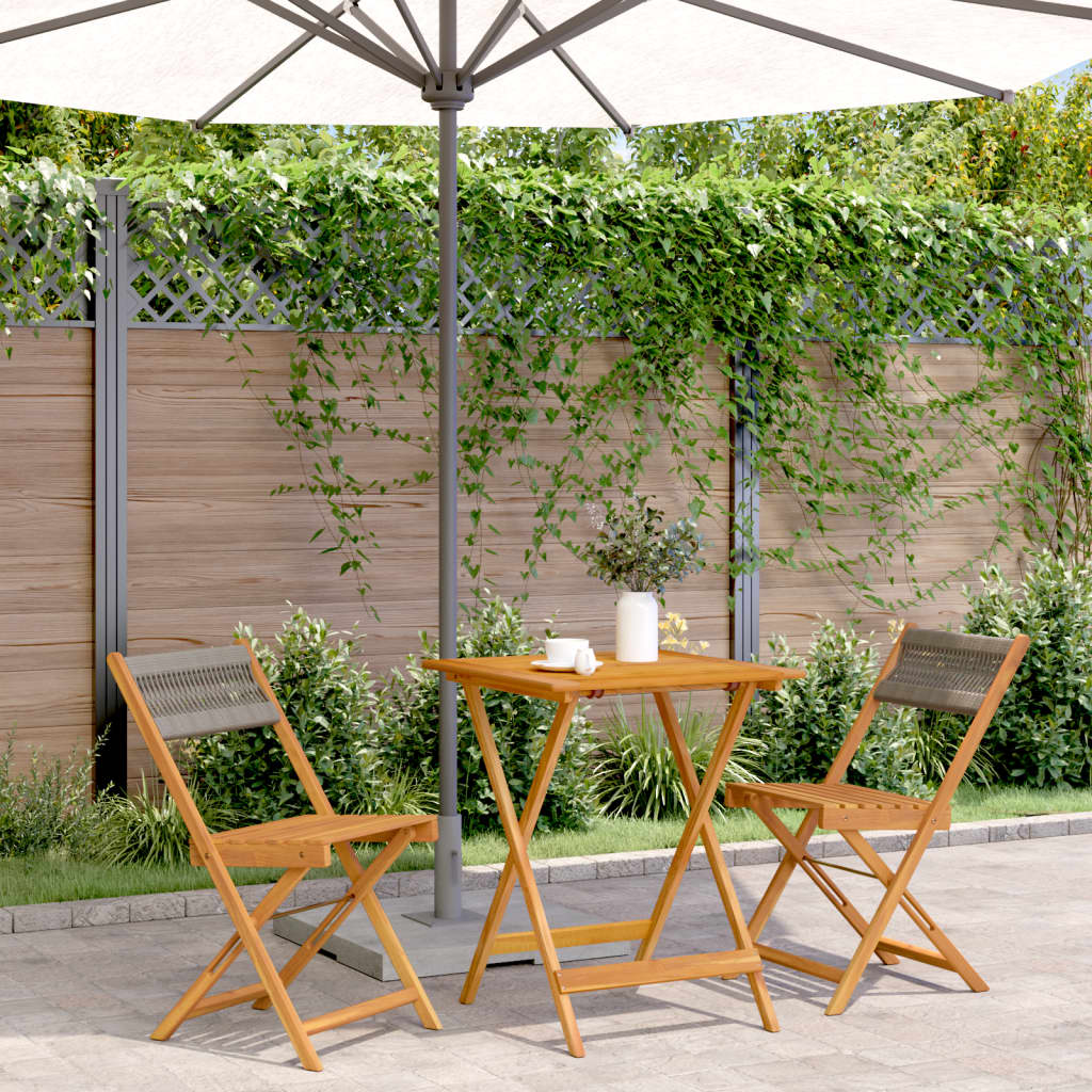 Juego de bistro de 3 piezas polipropileno y madera maciza beige