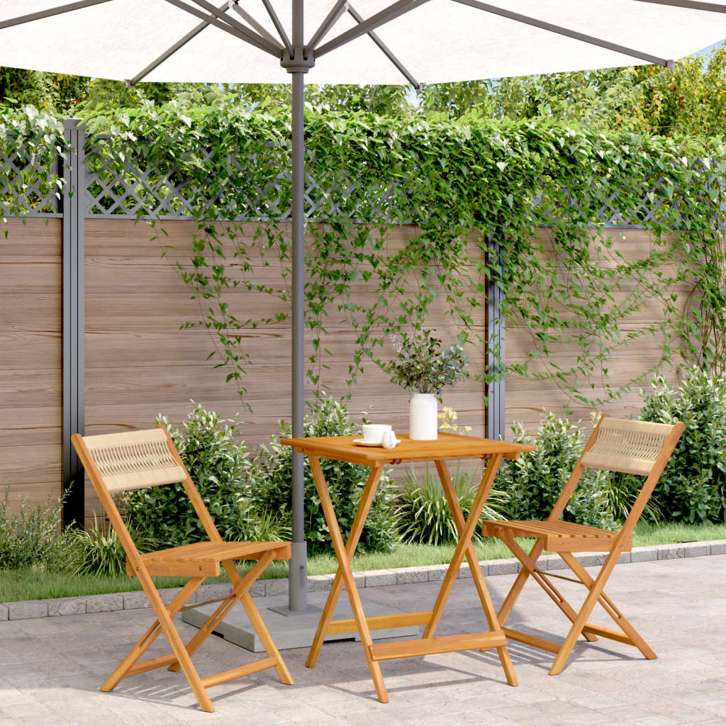 Juego de bistro de 3 piezas polipropileno y madera maciza beige