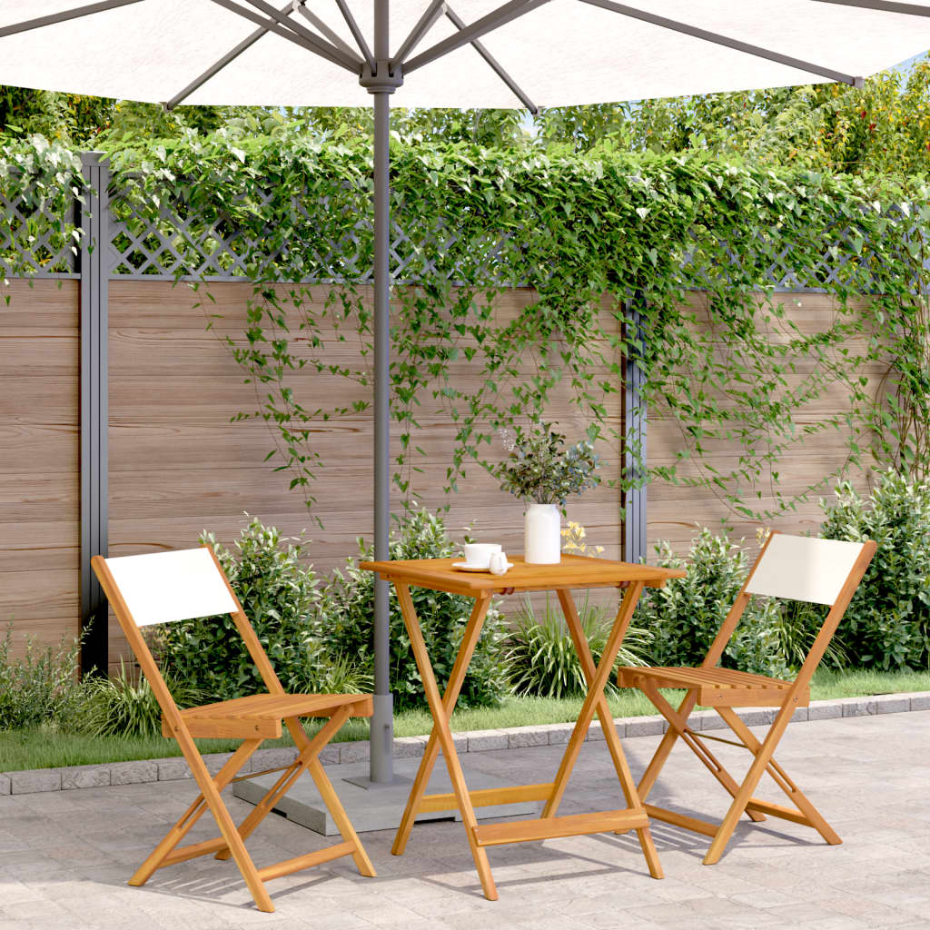 Juego de bistro de 3 piezas polipropileno y madera maciza beige