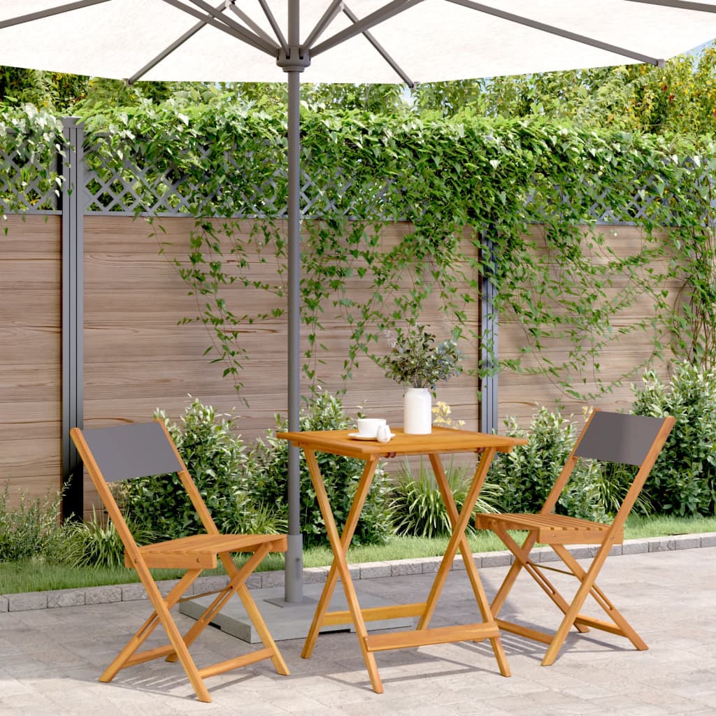Juego de bistro de 3 piezas polipropileno y madera maciza beige