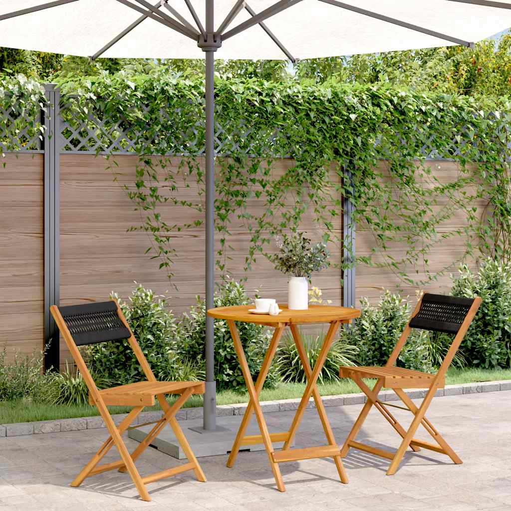Juego de bistro de 3 piezas polipropileno y madera maciza beige