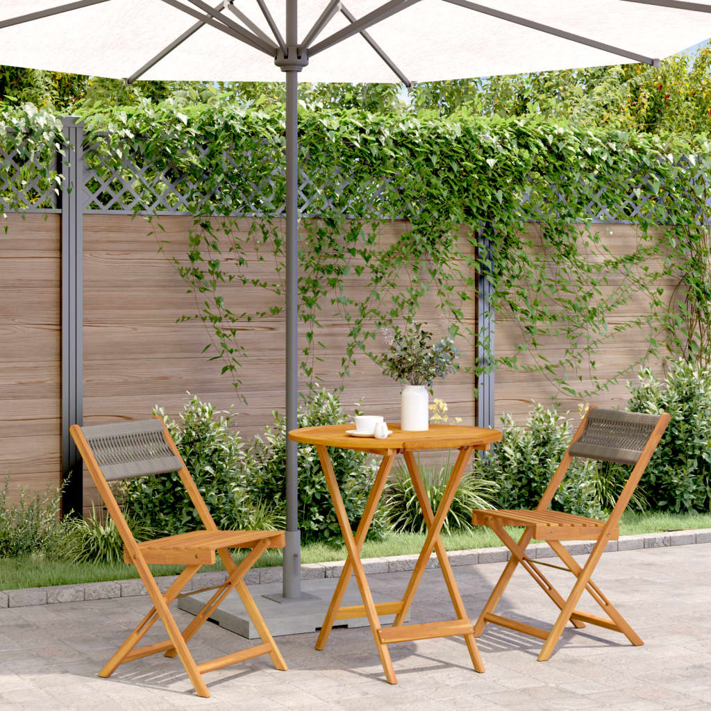 Juego de bistro de 3 piezas polipropileno y madera maciza beige