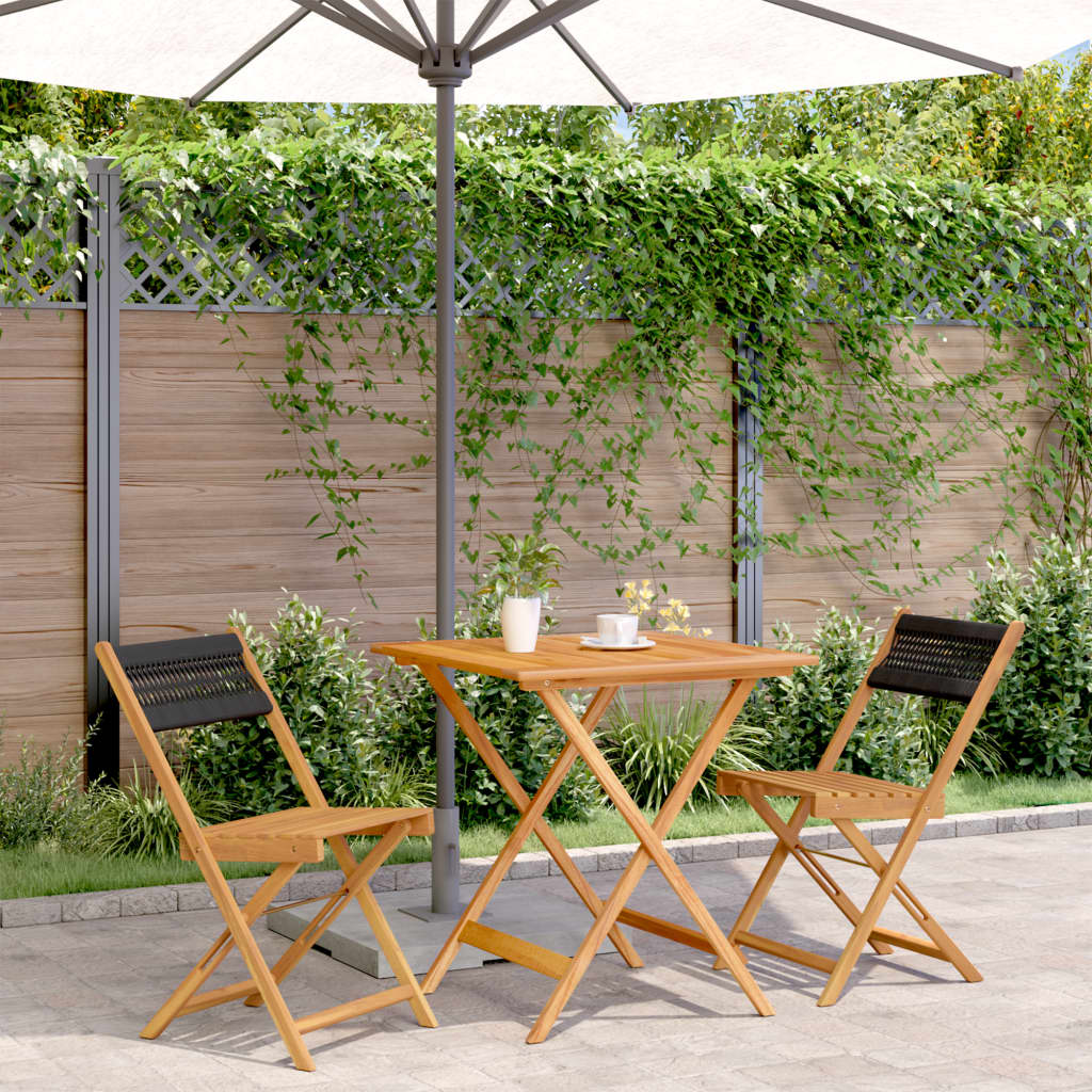 Juego de bistro de 3 piezas polipropileno y madera maciza beige