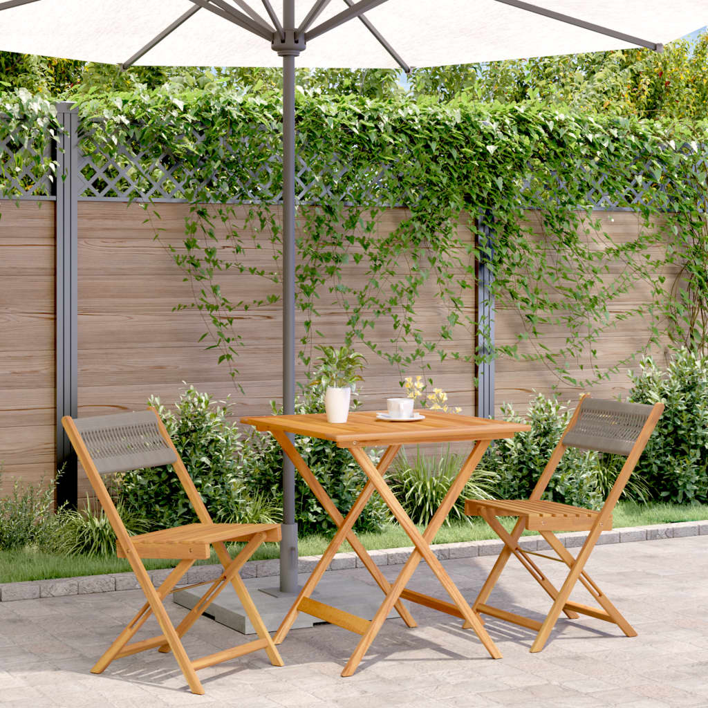 Juego de bistro de 3 piezas polipropileno y madera maciza beige