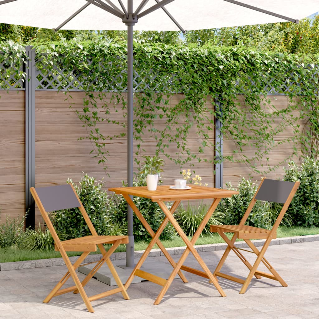 Juego de bistro de 3 piezas polipropileno y madera maciza beige