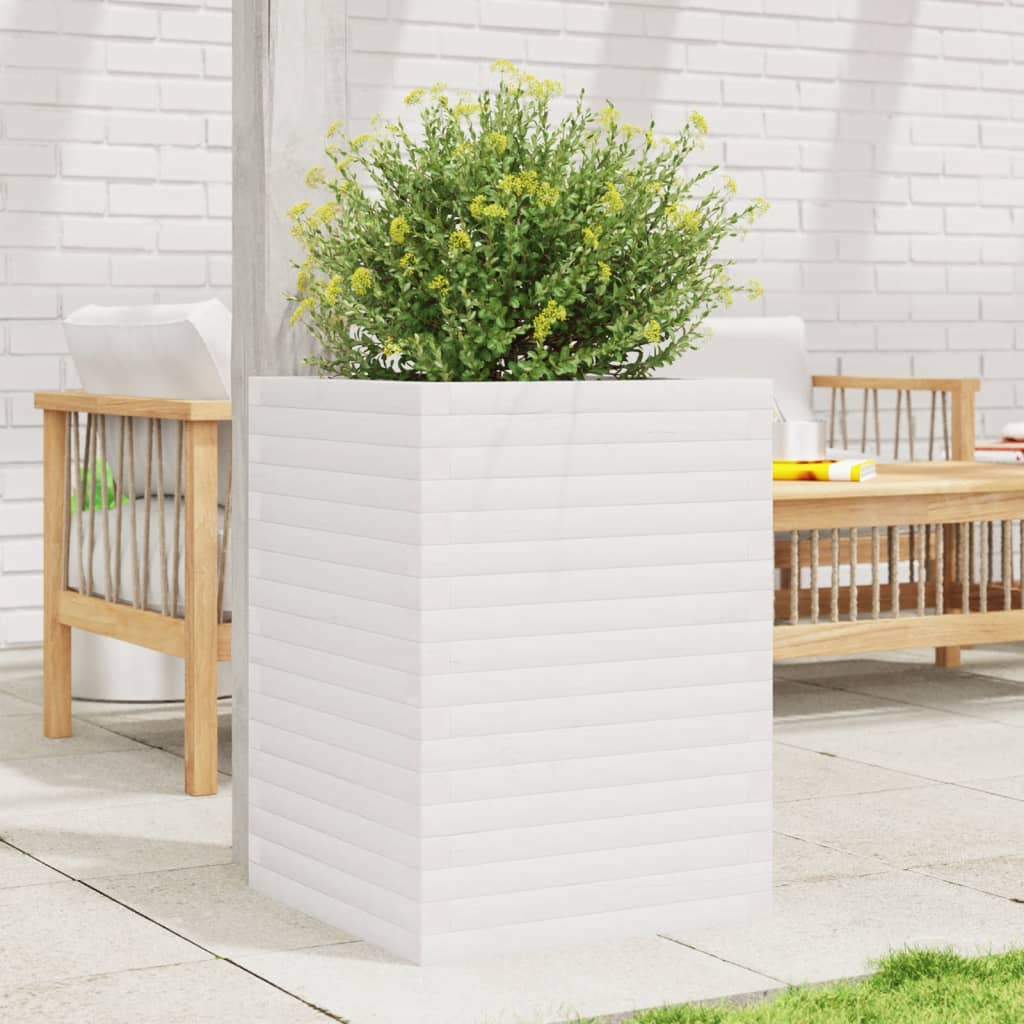 Jardinera acero blanco 32x29x75 cm