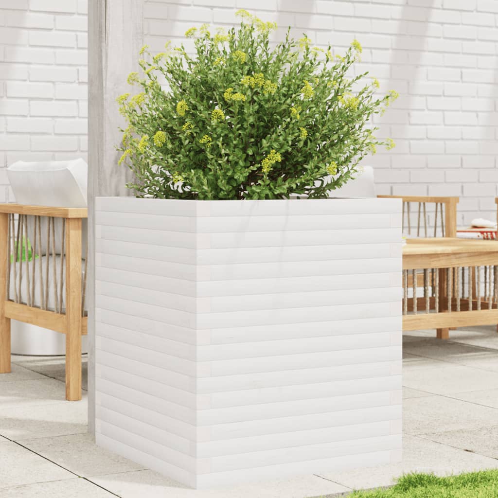 Jardinera acero blanco 32x29x75 cm