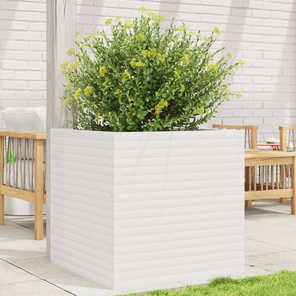 Jardinera acero blanco 32x29x75 cm
