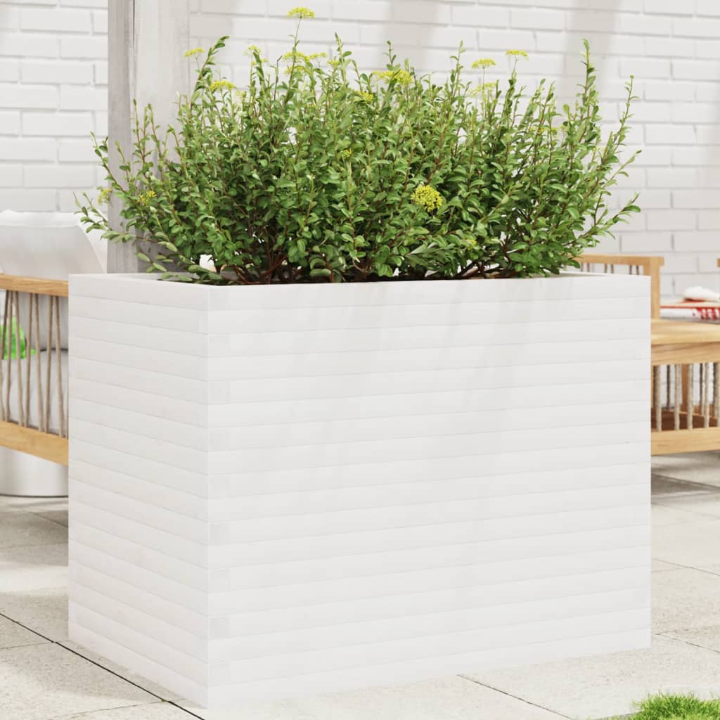 Jardinera acero blanco 32x29x75 cm