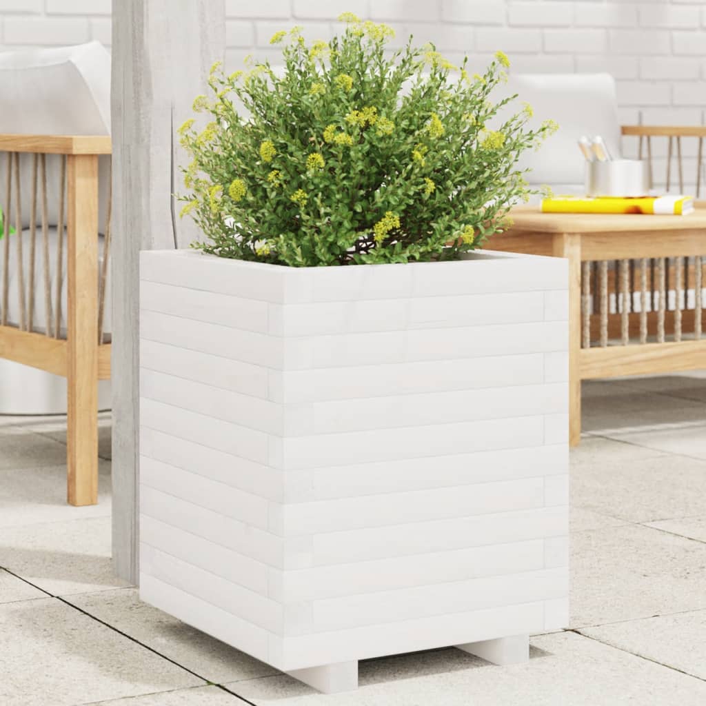 Jardinera acero blanco 32x29x75 cm