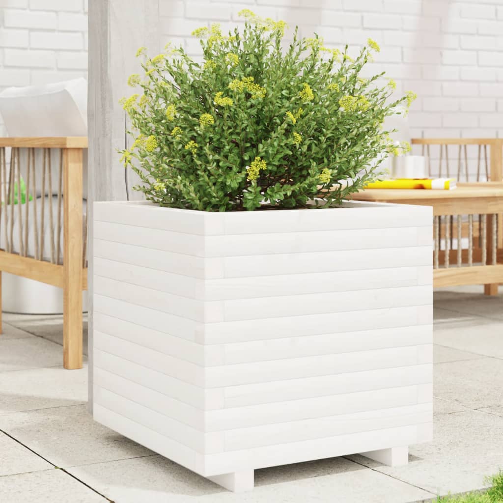 Jardinera acero blanco 32x29x75 cm