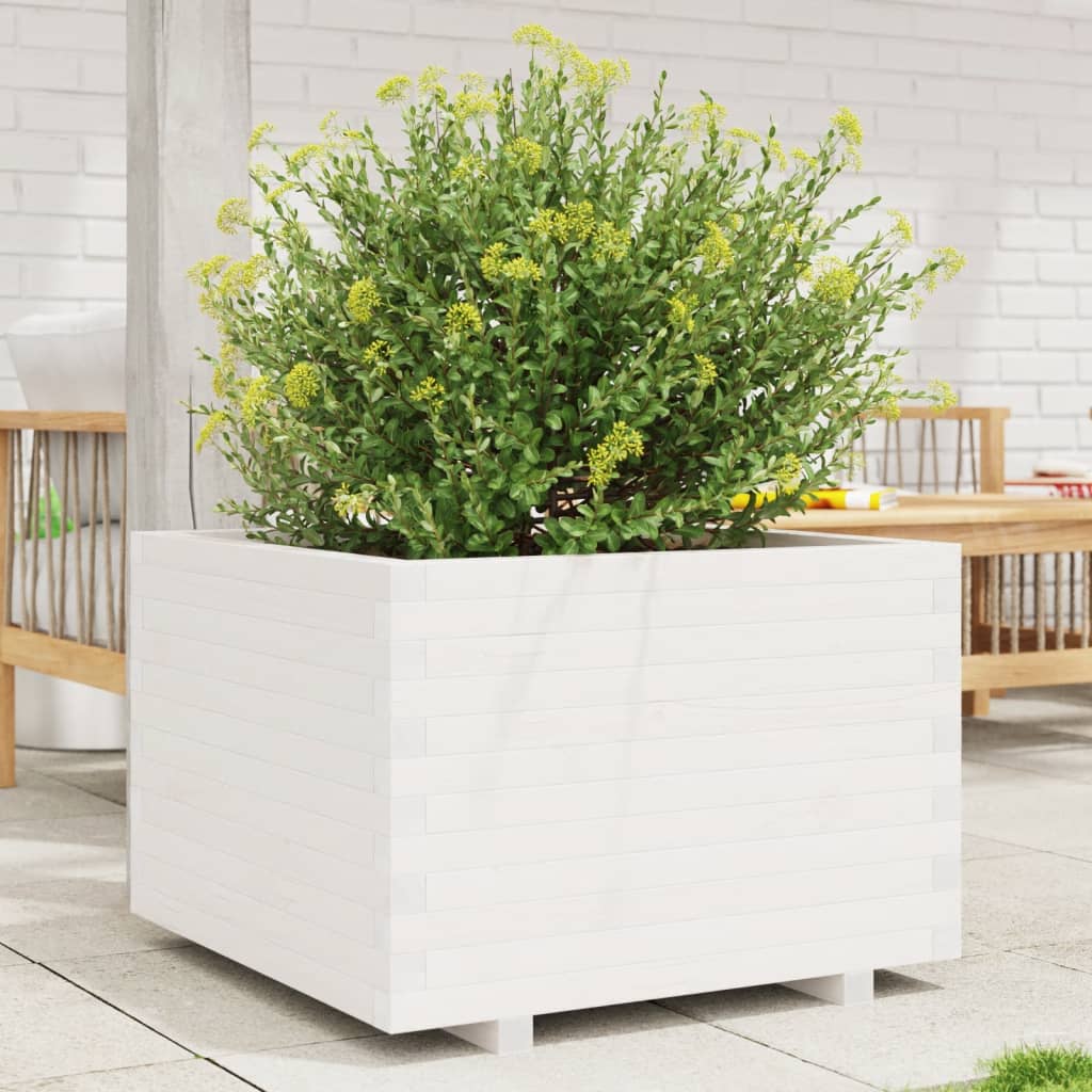 Jardinera acero blanco 32x29x75 cm