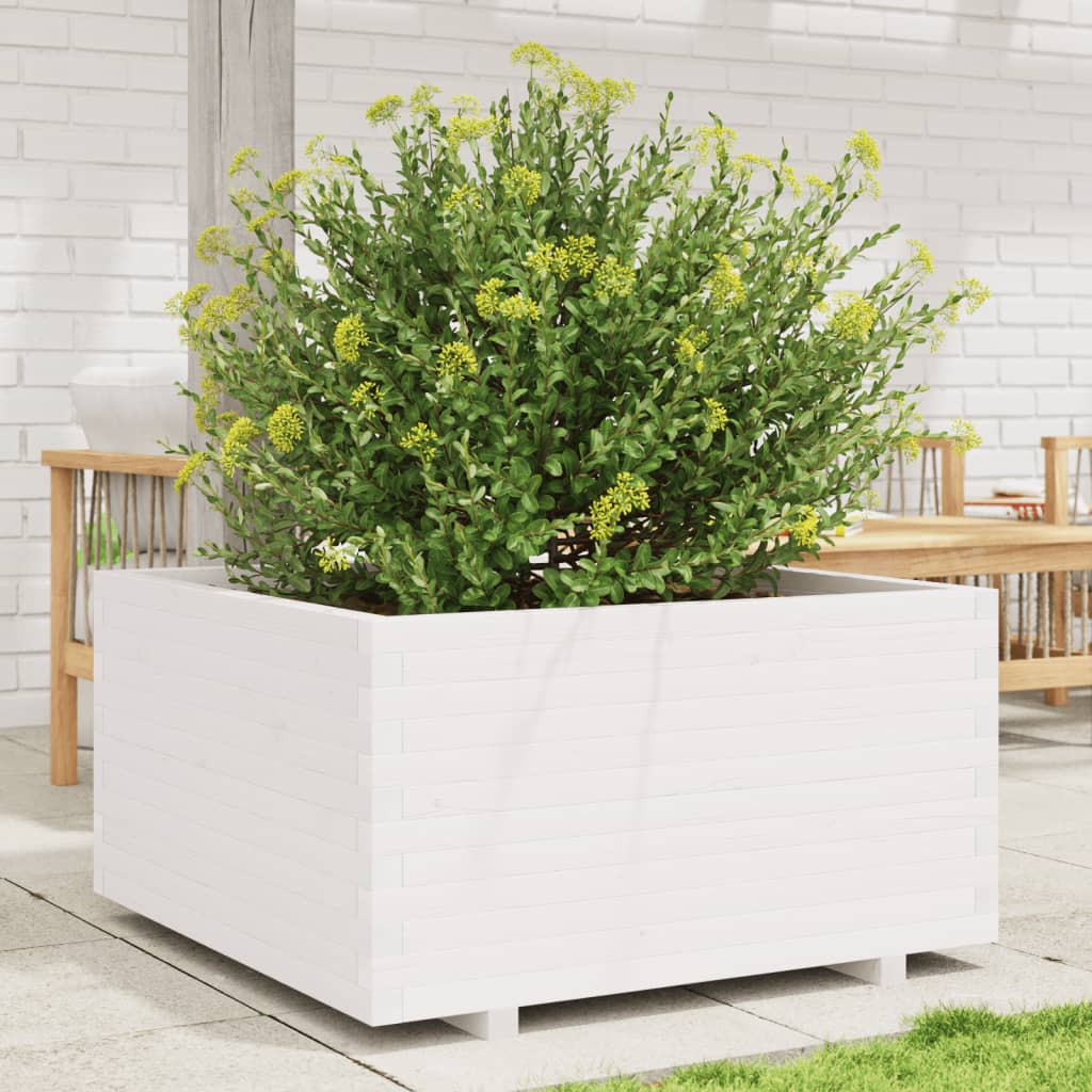 Jardinera acero blanco 32x29x75 cm