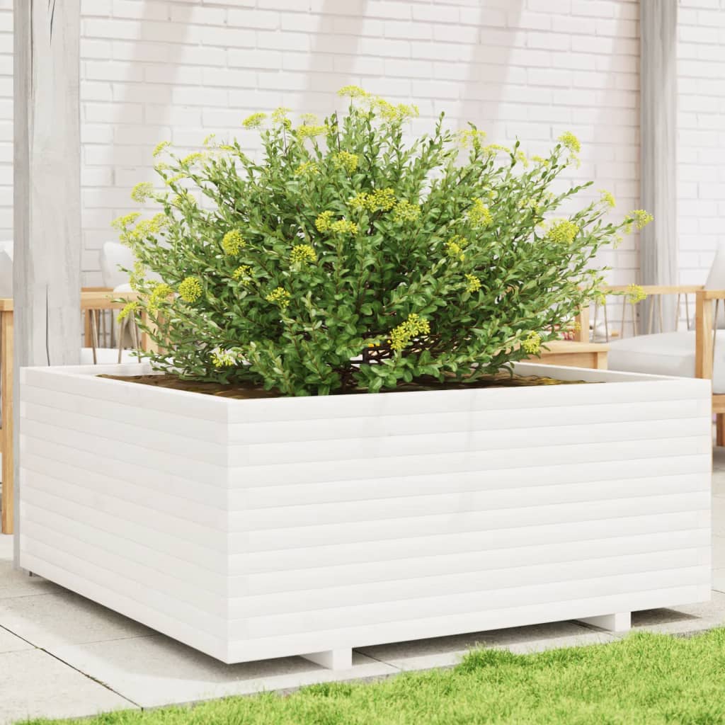 Jardinera acero blanco 32x29x75 cm