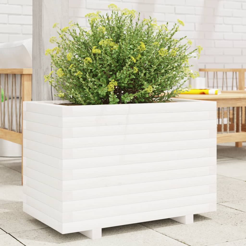 Jardinera acero blanco 32x29x75 cm