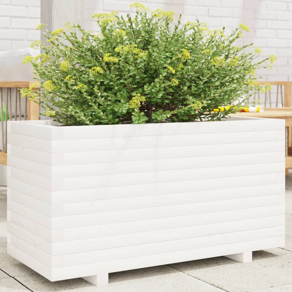 Jardinera acero blanco 32x29x75 cm