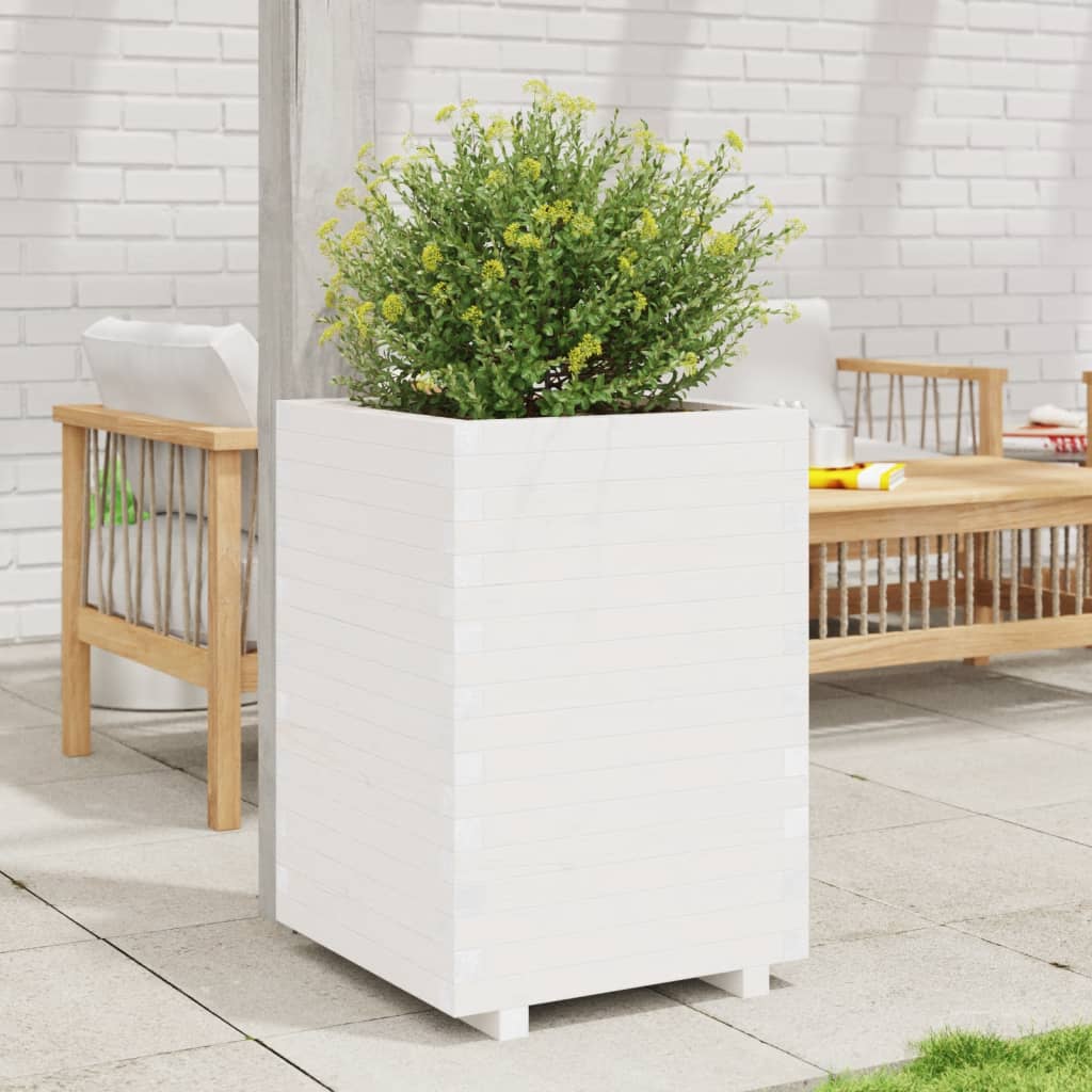 Jardinera acero blanco 32x29x75 cm