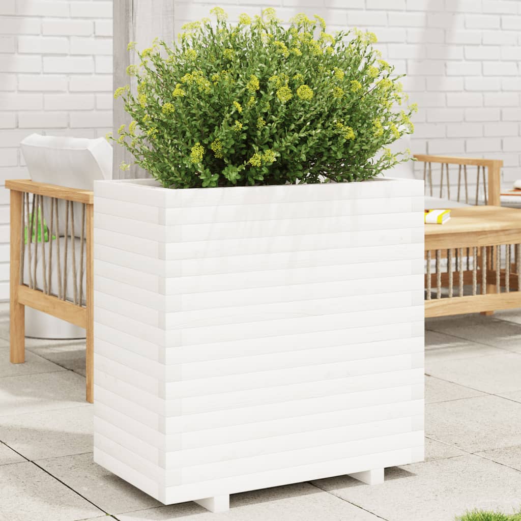 Jardinera acero blanco 32x29x75 cm