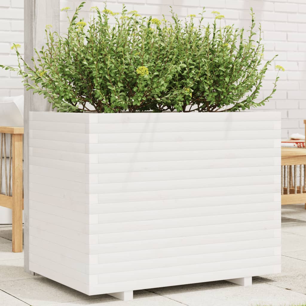 Jardinera acero blanco 32x29x75 cm