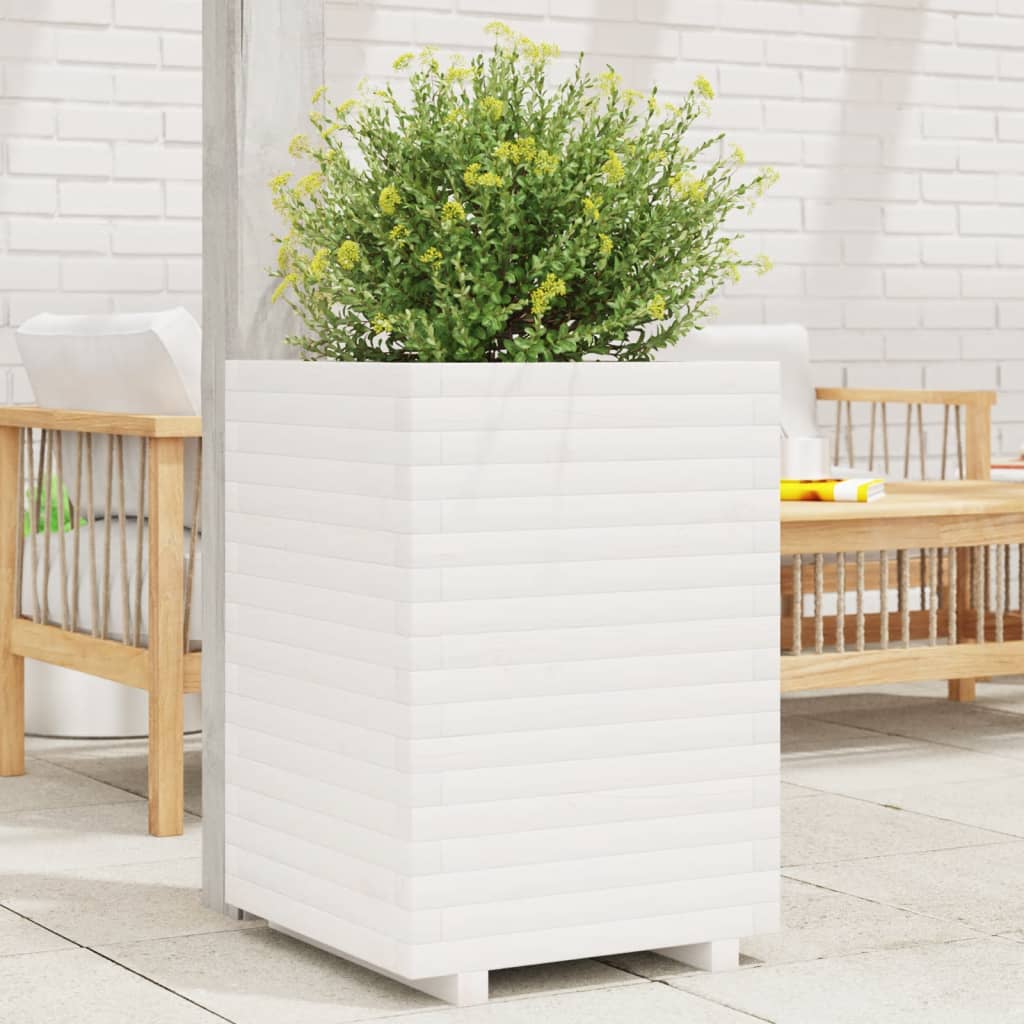 Jardinera acero blanco 32x29x75 cm