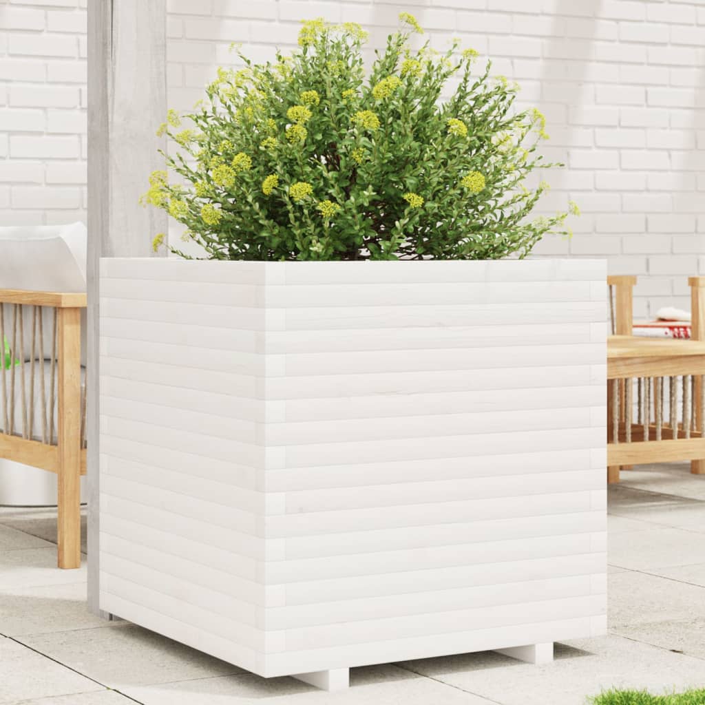 Jardinera acero blanco 32x29x75 cm